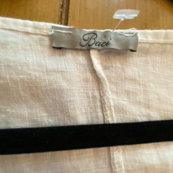 Baci Women’s Linen White Oversized Midi Dress Italy Pockets Beach Resort M-L - Picture 7 of 14